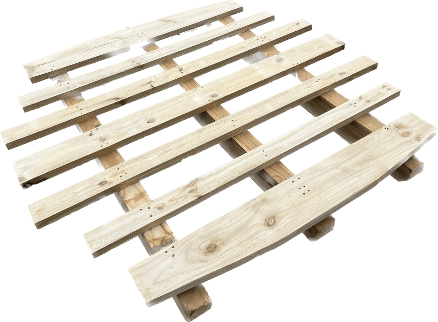 A heavy-duty wooden skid built for material handling